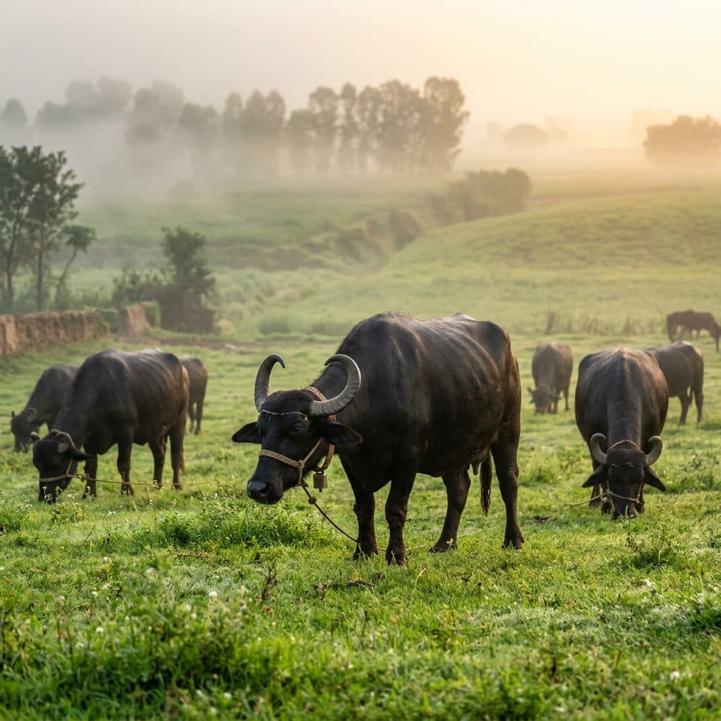 Murrah buffaloes at Phogat Dairy Farm, Hisar